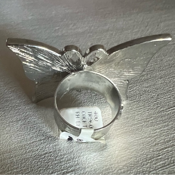 New Tutti Frutti Rhodium Black/White Butterfly Cocktail Ring Size 7 - Picture 8 of 9